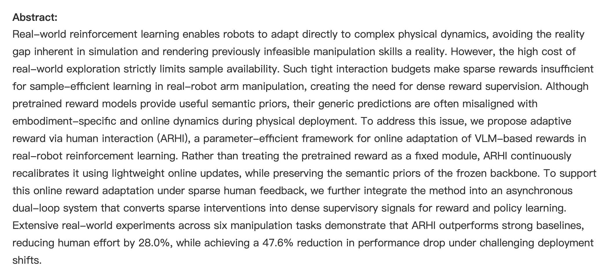 Human-Guided Online Reward Adaptation Overview